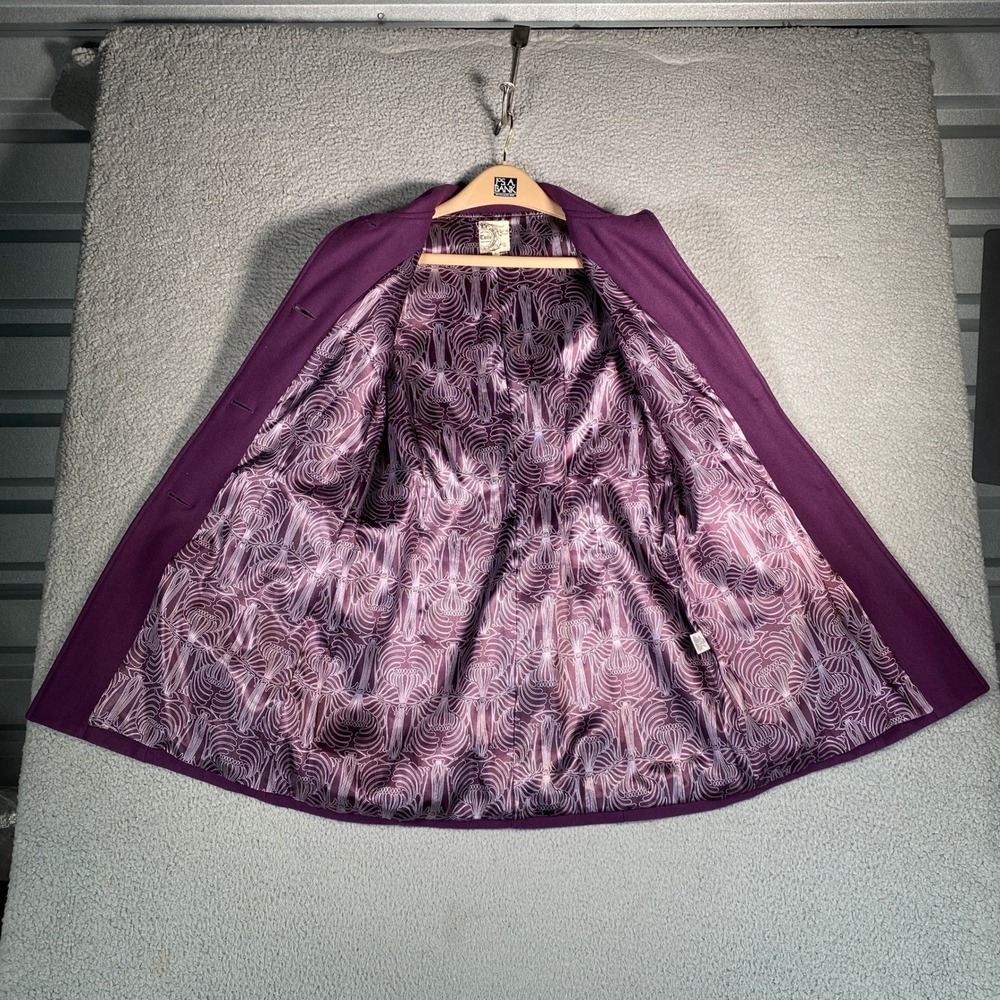 Tulle Purple Wool Blend Coat Button Front Lapel Collar Lined Women's Size L - Picture 4 of 16